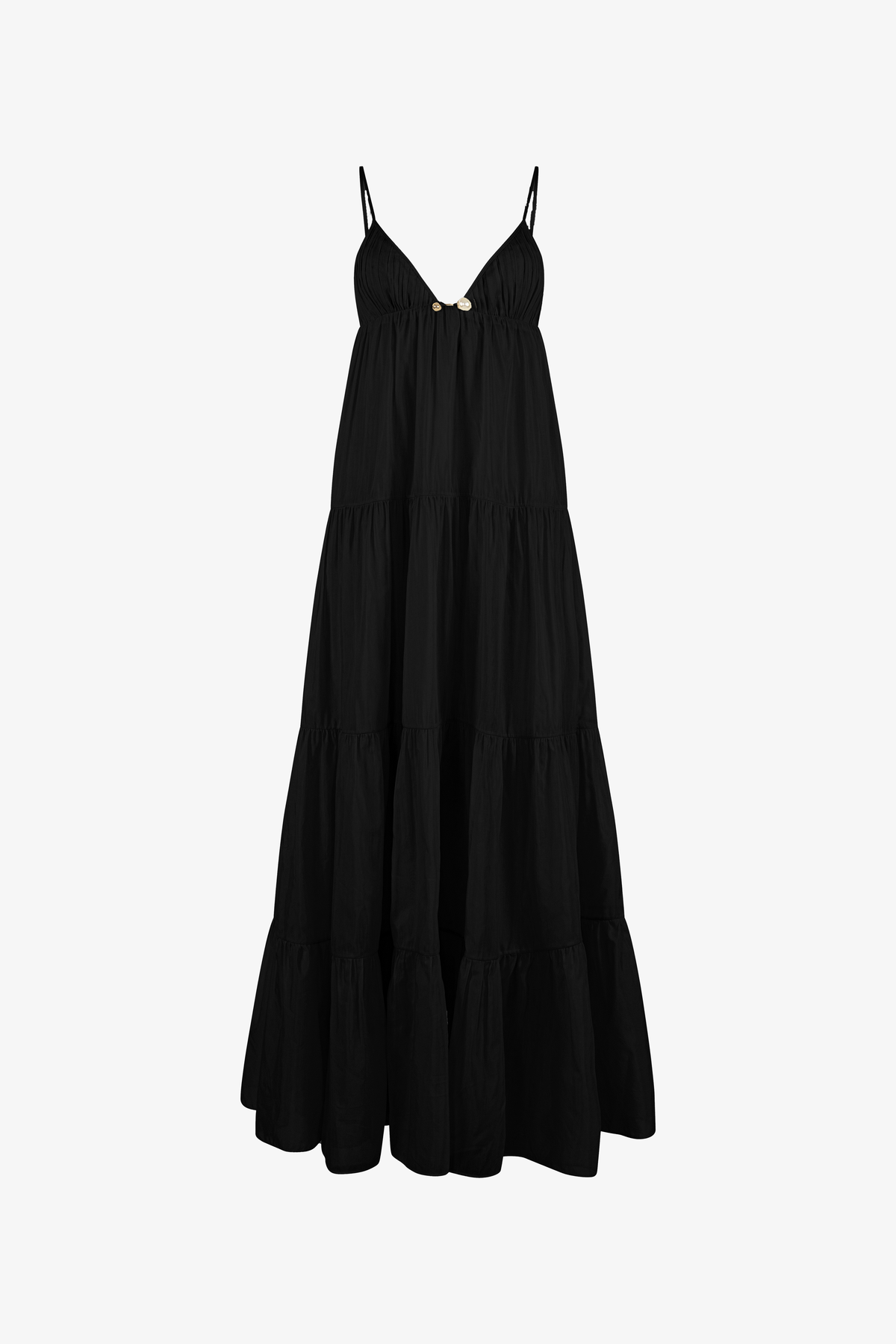 Black slip dress on a white background