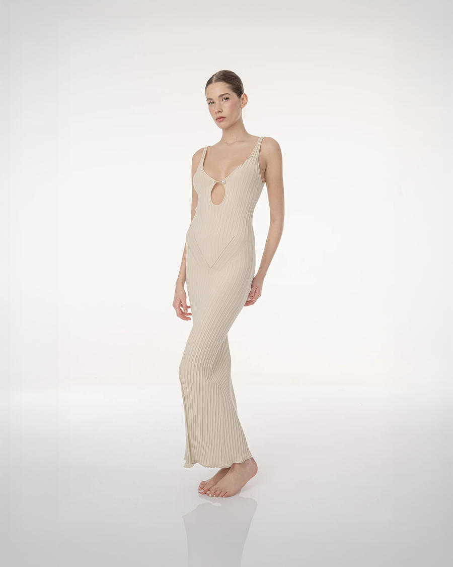 mor noir portia pierced knit maxi dress Portia MOR NOIR